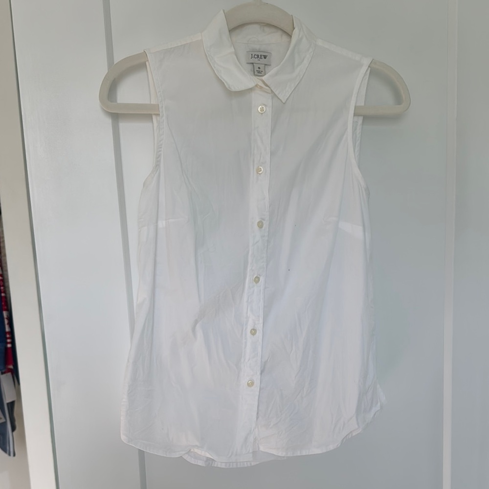 J. Crew Factory Women's White Button-up Sleeveless Top